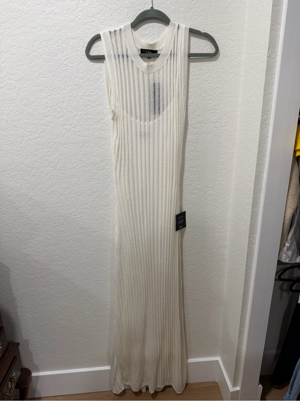 Lulu's White Sleeveless Ribbed Knit Midi Dress - Picture 4 of 8